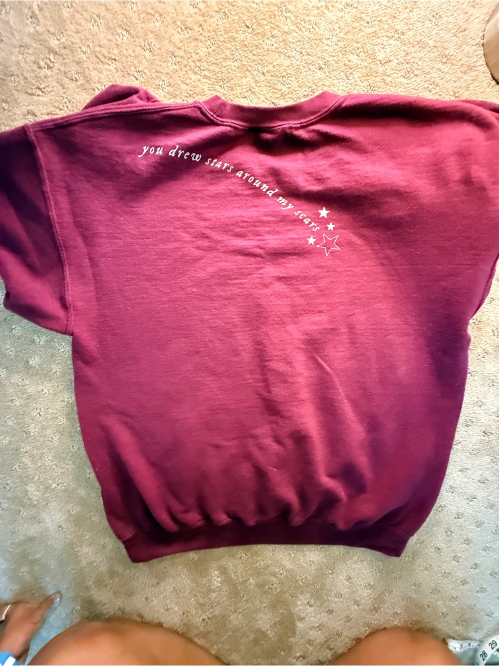 Taylor Swift Burgundy Crewneck Sweatshirt with White Stars - Picture 3 of 3